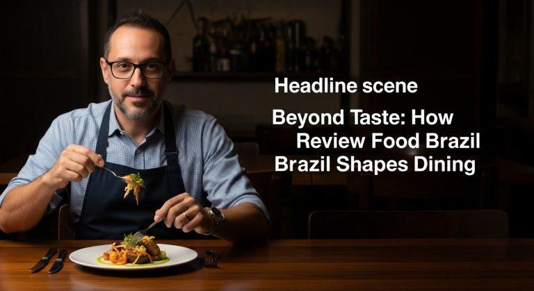 Street market in Brazil with a chef grilling and colorful stalls.