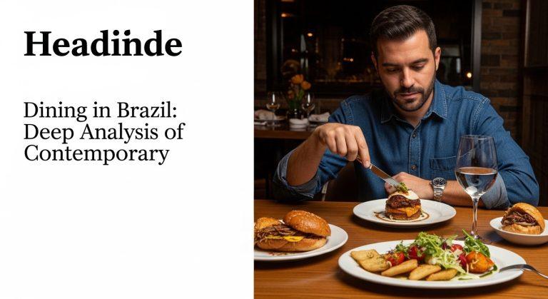 Diners enjoying Brazilian food in a vibrant market environment.