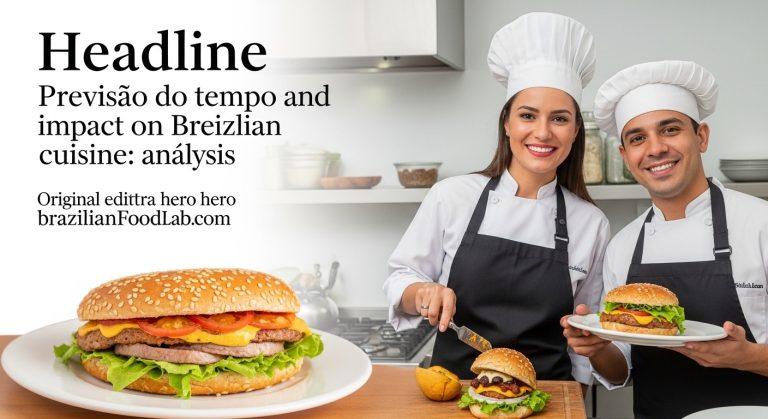 Editorial view of a Brazilian kitchen planning around weather forecasts with rain imagery and food staples on the counte